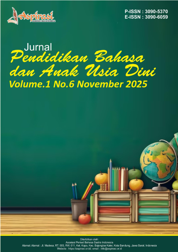 					View Vol. 1 No. 6 (2025): November:  Jurnal Pendidikan Bahasa dan Anak Usia Dini
				